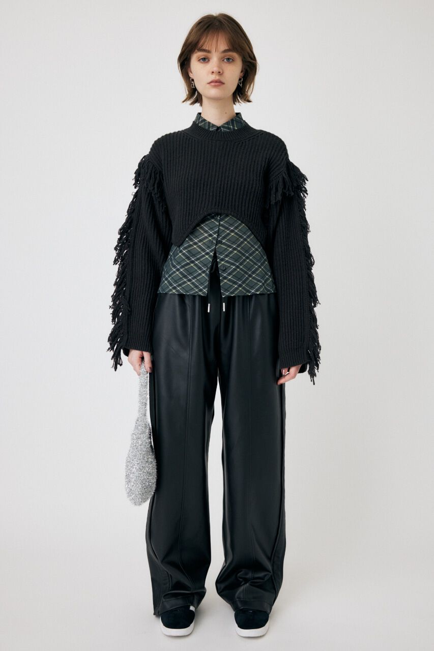 MOUSSY「F/LEATHER TRACK パンツ」|その他|BLK