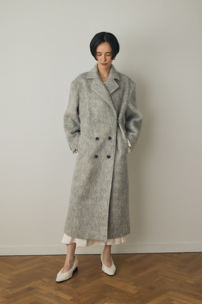 MOUSSY「シャギーロングコート リサイクルポリエステル&times;ウール混」|その他|L/GRY1
