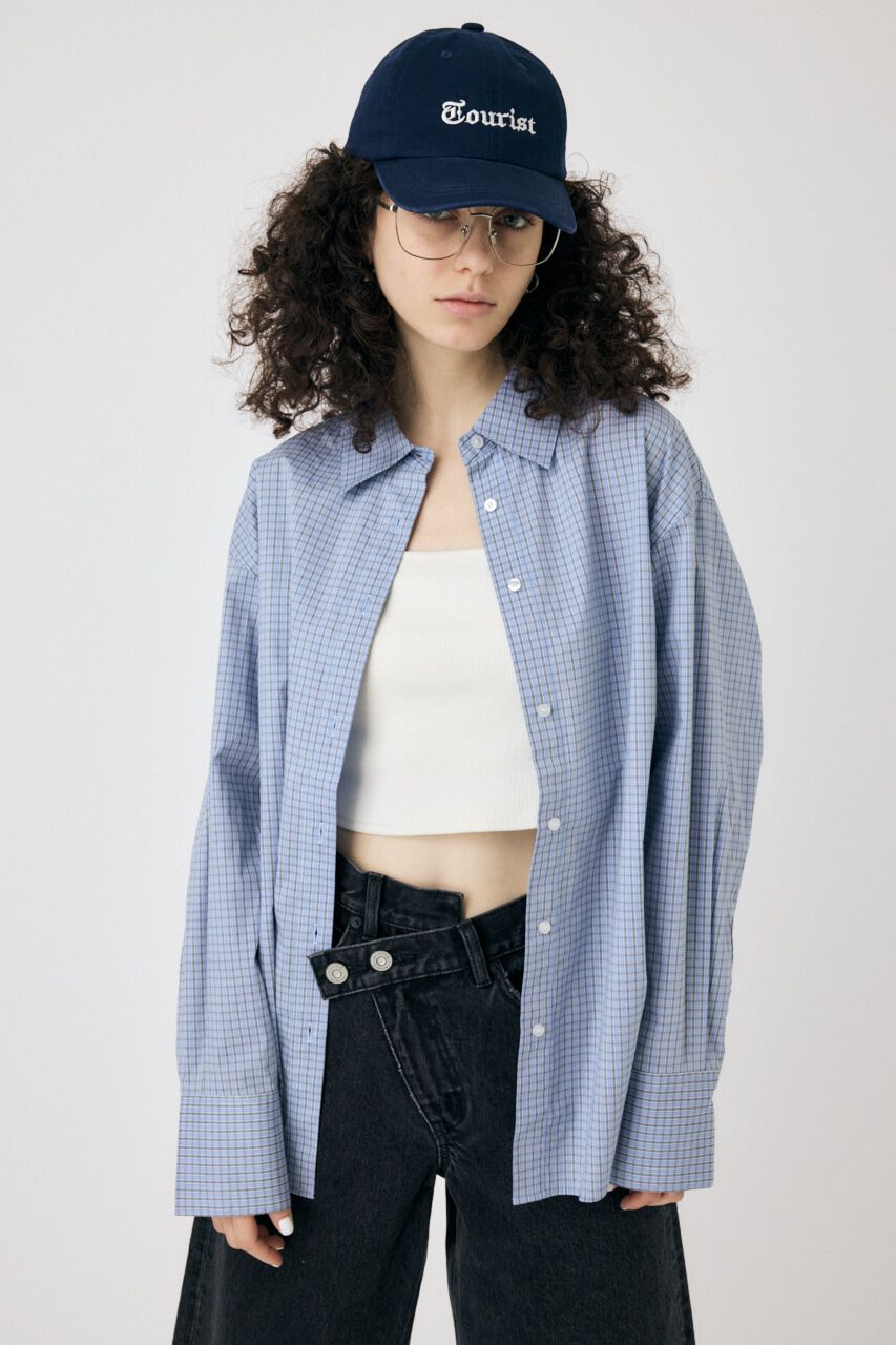 MOUSSY「WAIST TIE OVER シャツ」|シャツ・ブラウス|L/BLU1