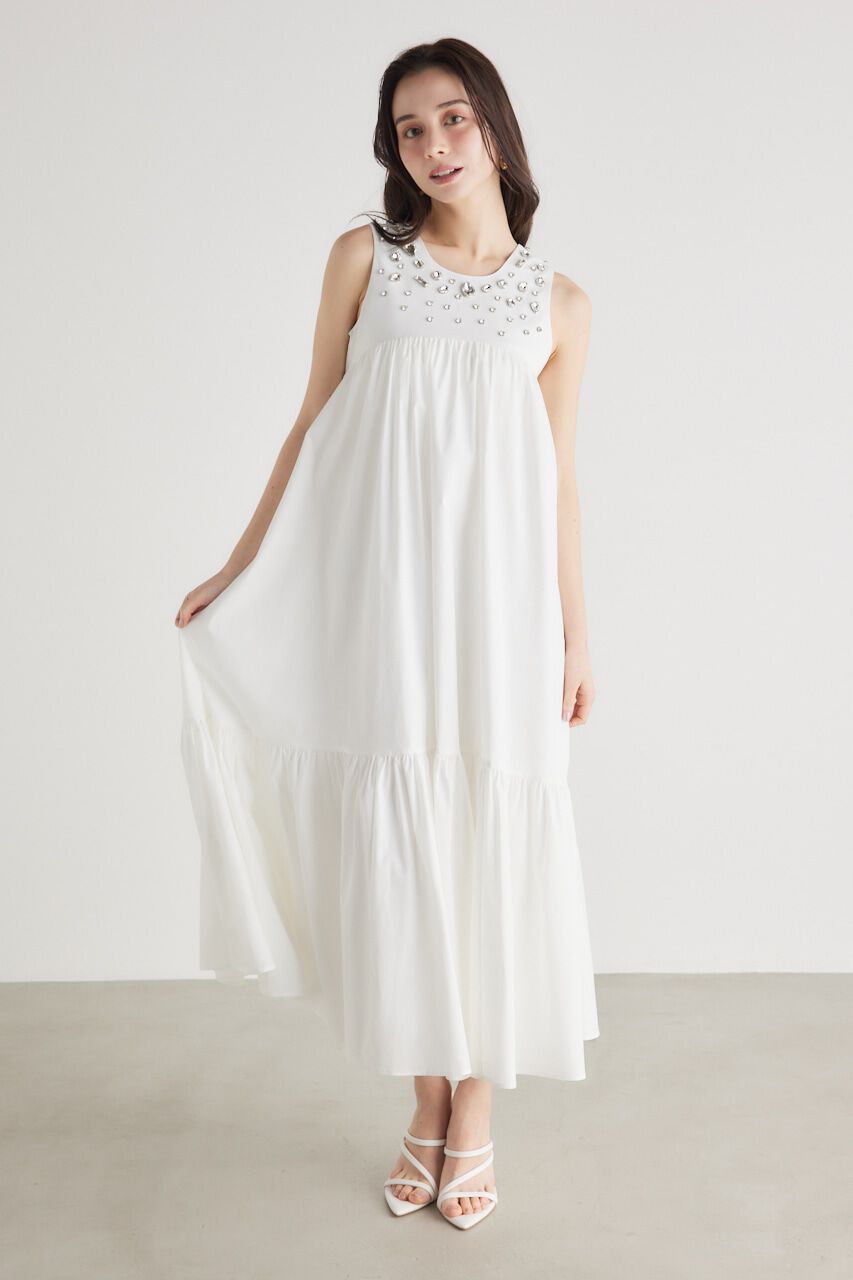 rienda「バストビジューフレアOP」|ワンピース|WHT