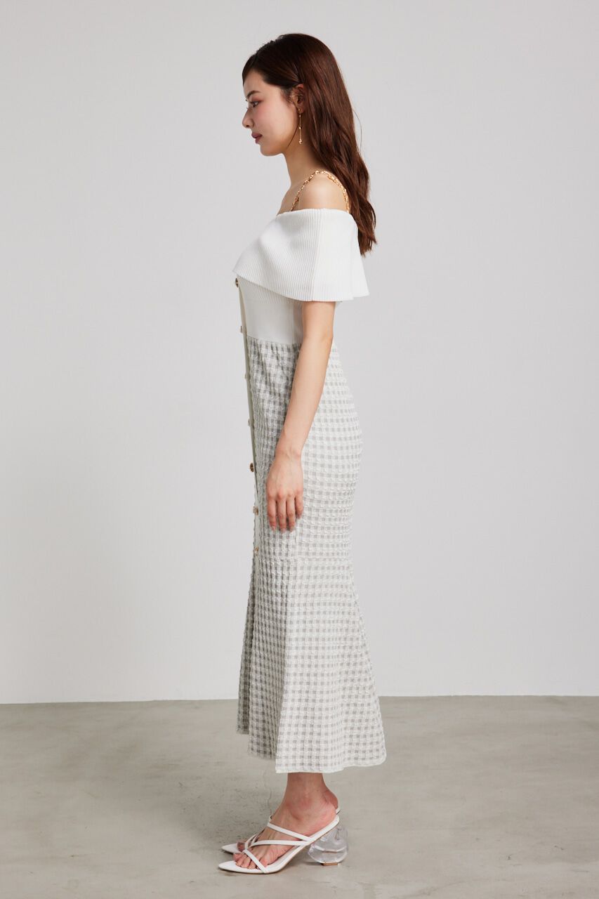 rienda「アシンメトリーツイードハーフKnit OP」|ワンピース|