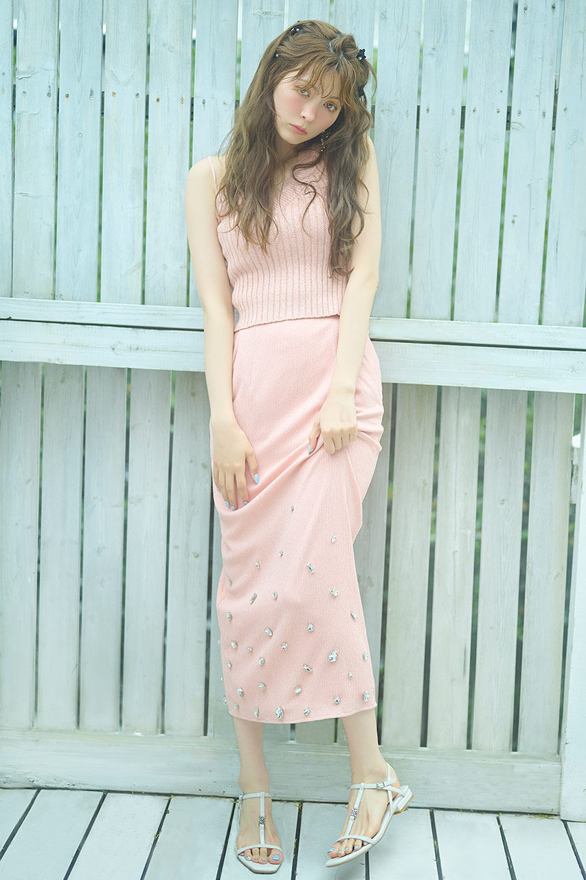 rienda「ビジューヘムJ/WタイトSK」|スカート|L/ORG1