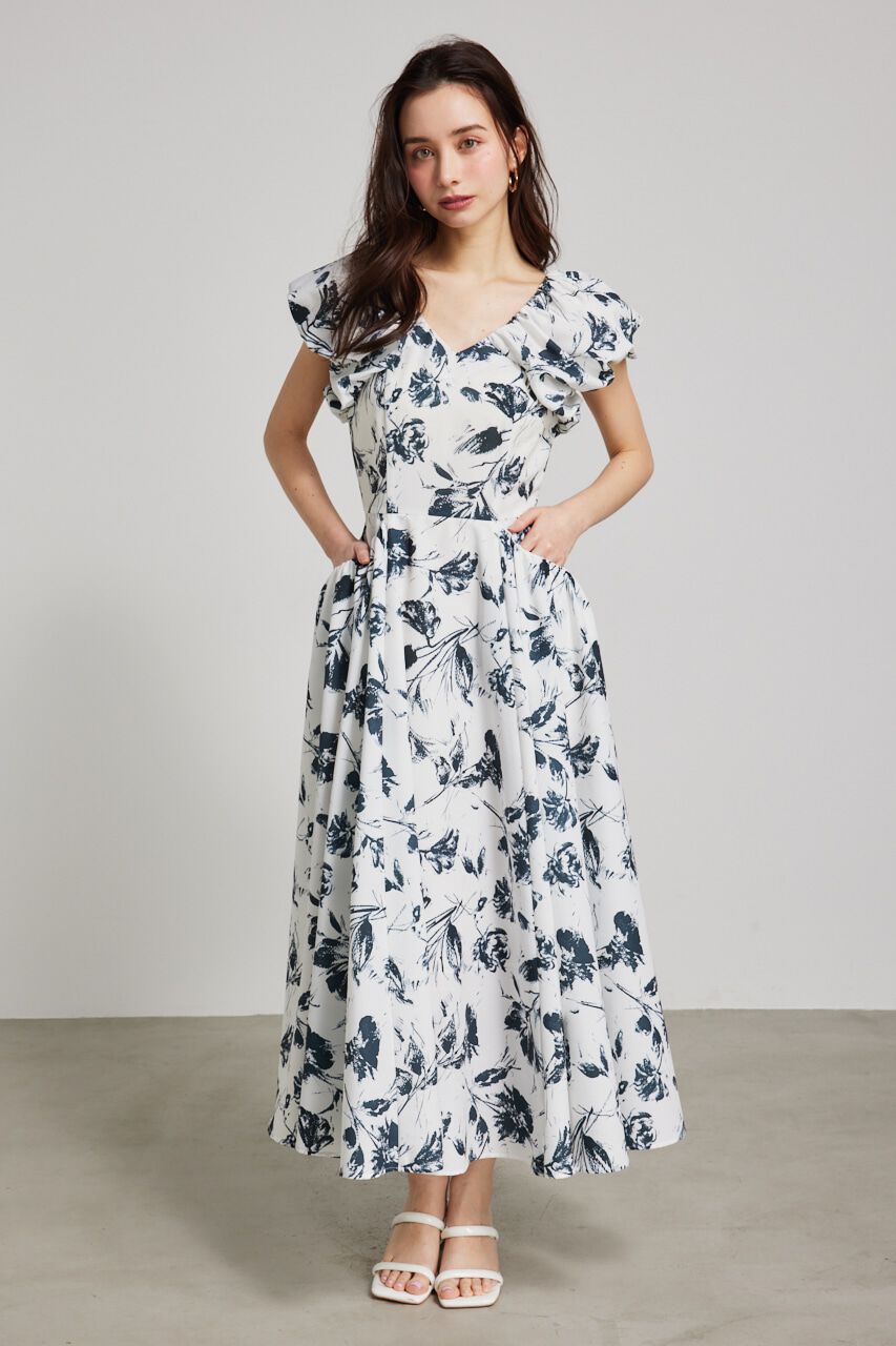 rienda「バルーンSLVデザインフレアOP」|ワンピース|柄WHT5