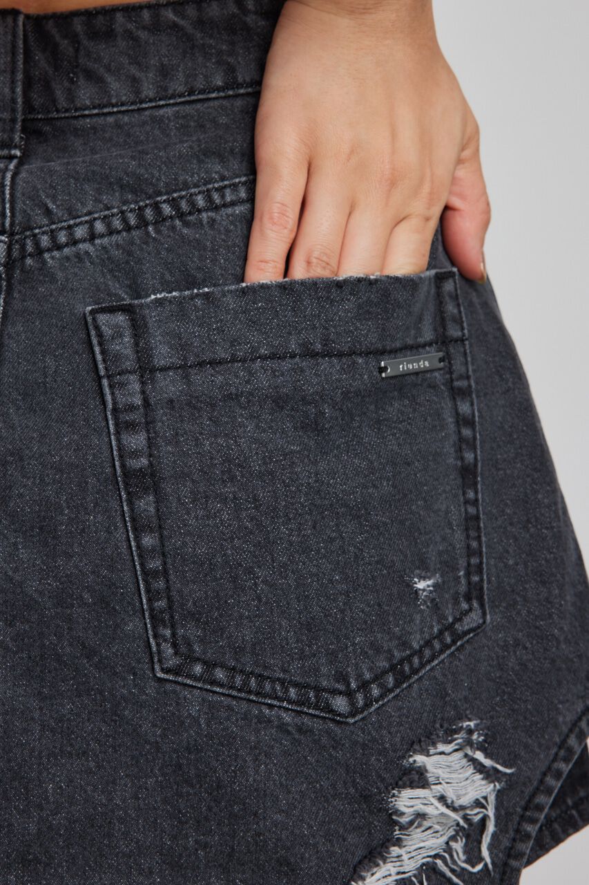 rienda「サイドカットデニムショートパンツ」|デニム|