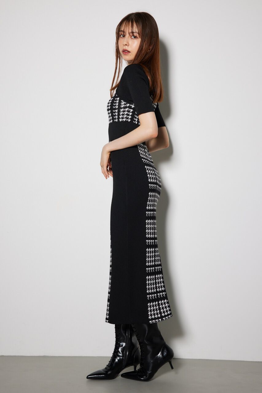 rienda「2WAY千鳥パターンタイトニットワンピース」|ワンピース|