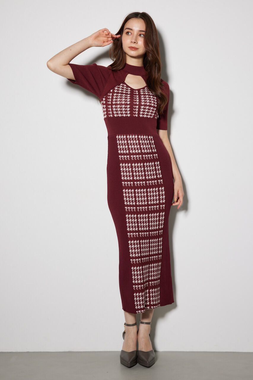 rienda「2WAY千鳥パターンタイトニットワンピース」|ワンピース|