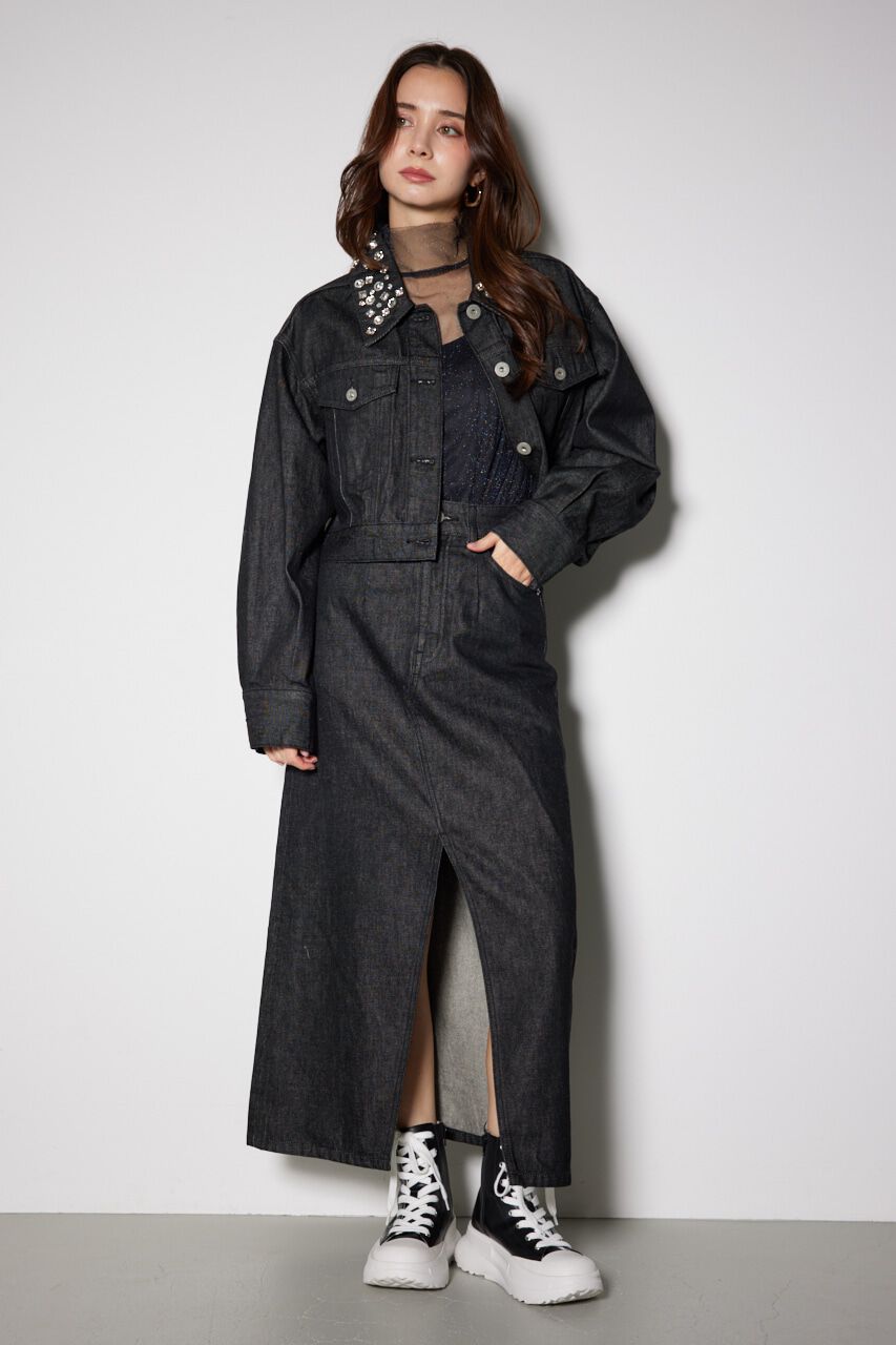 rienda「ストレートロングジャストウエストスカート」|スカート|BLK