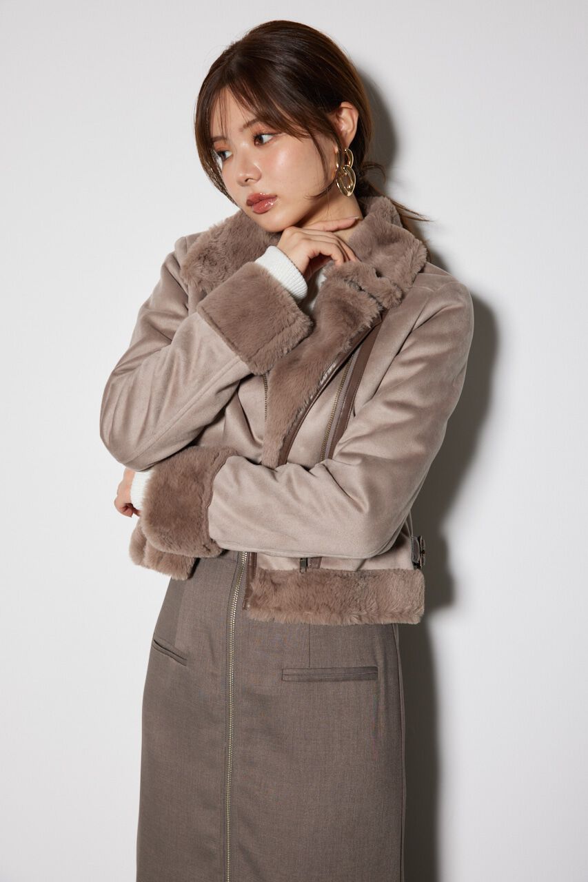 rienda「24フェイクスエードムートンライダースジャケット」|その他|