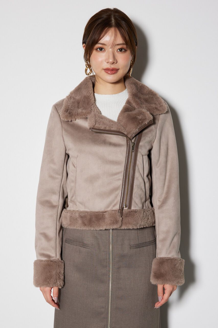 rienda「24フェイクスエードムートンライダースジャケット」|その他|