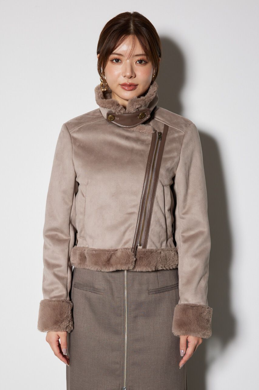 rienda「24フェイクスエードムートンライダースジャケット」|その他|