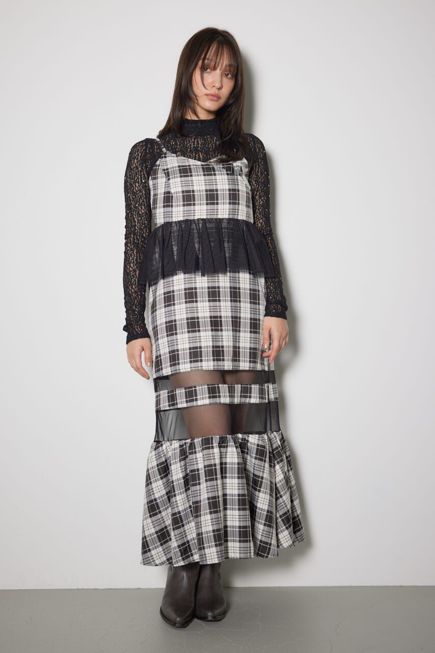 rienda「ペプラムマーメイドチェックキャミワンピース」|ワンピース|