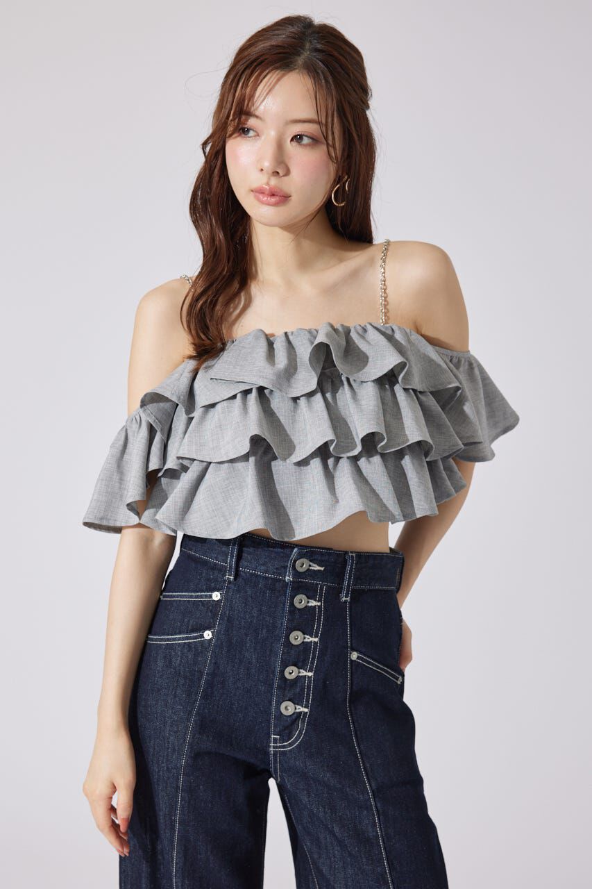 rienda「フリル2WAYオフショルブラウス」|シャツ・ブラウス|GRY