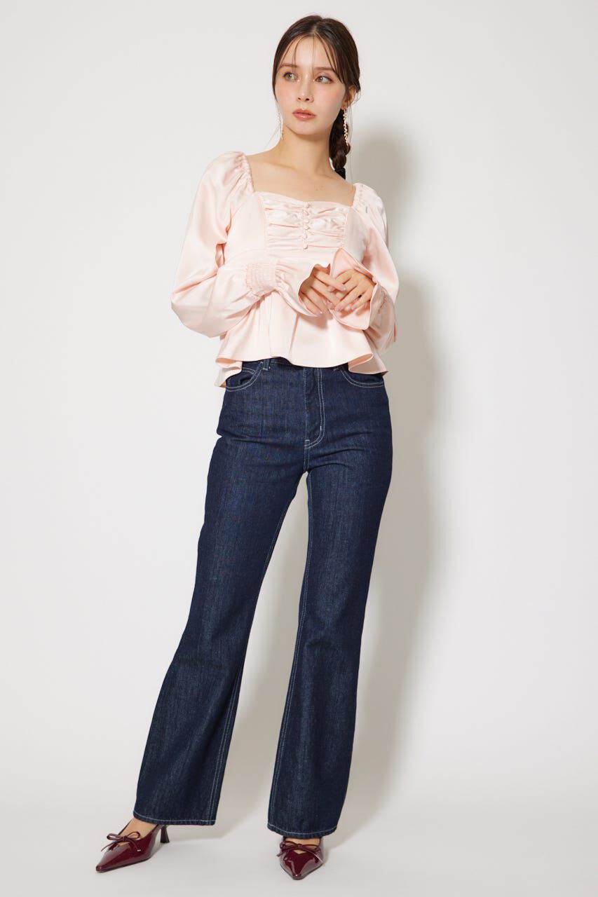 rienda「ギャザーペプラムブラウス」|シャツ・ブラウス|