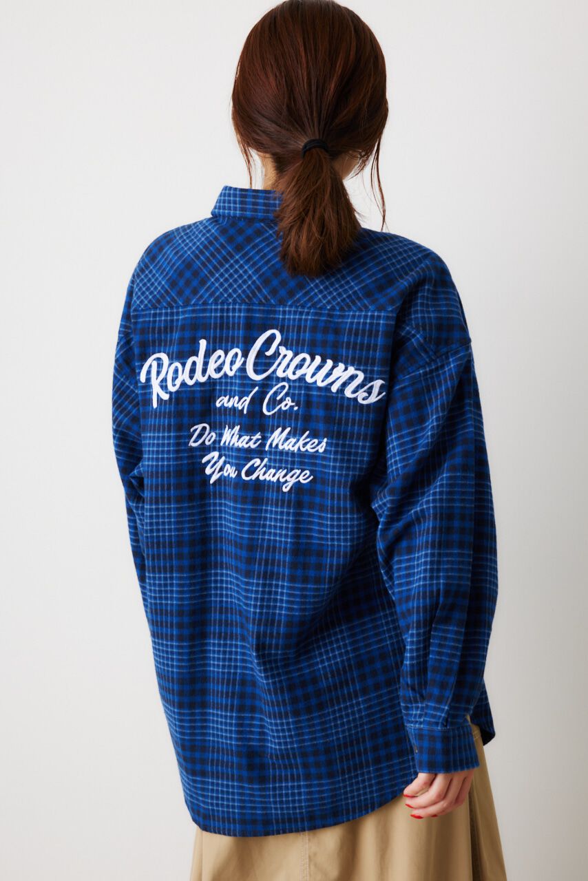 RODEO CROWNS「LOGO ルーズチェックシャツ」|シャツ・ブラウス|柄NVY5