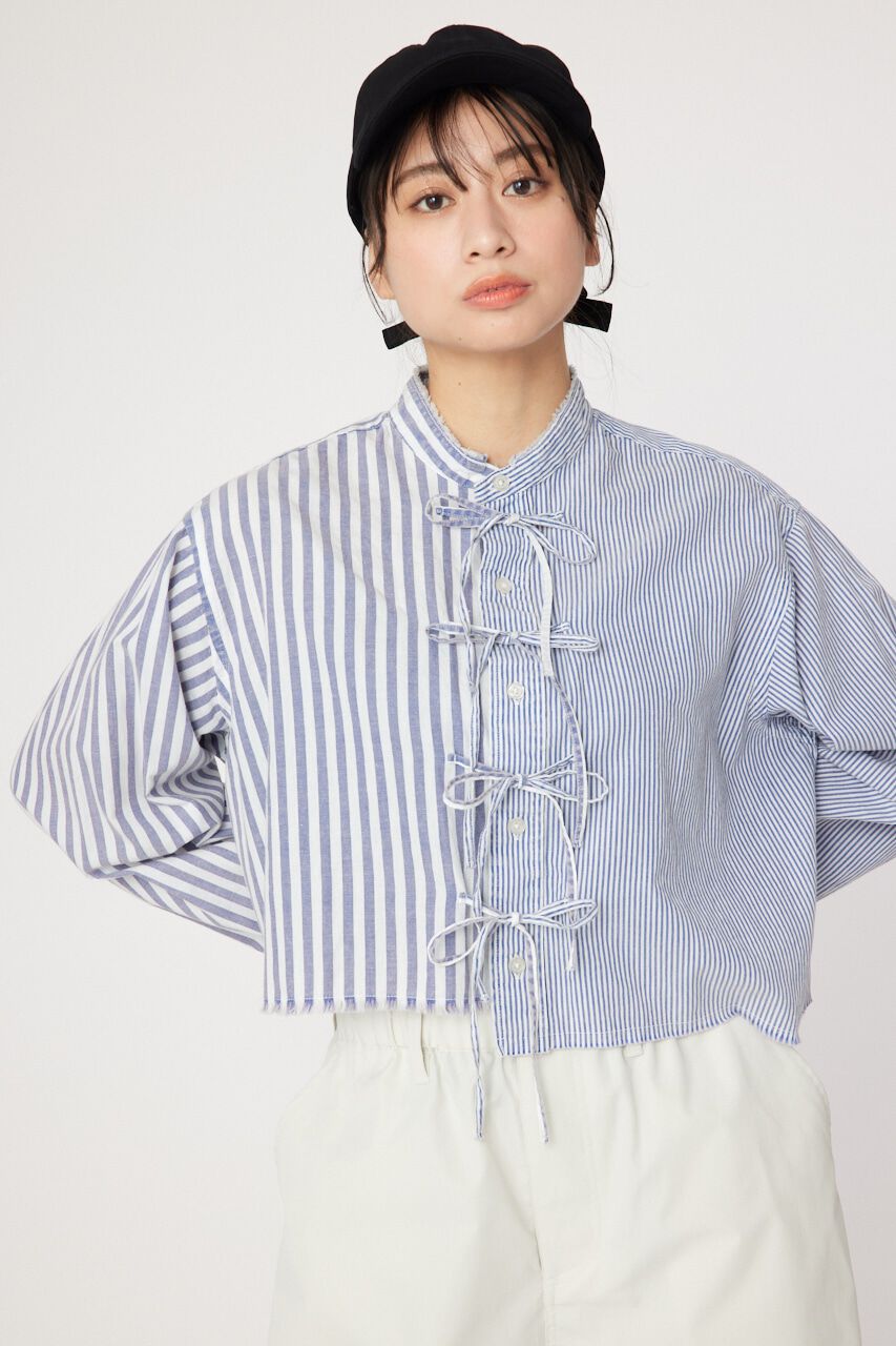 RODEO CROWNS「リボンクロップドシャツ」|シャツ・ブラウス|柄WHT5