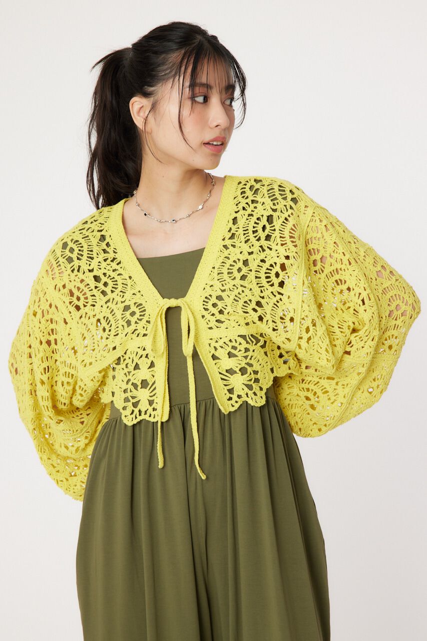 RODEO CROWNS「クロシェニットボレロ」|カーディガン|L/YEL1