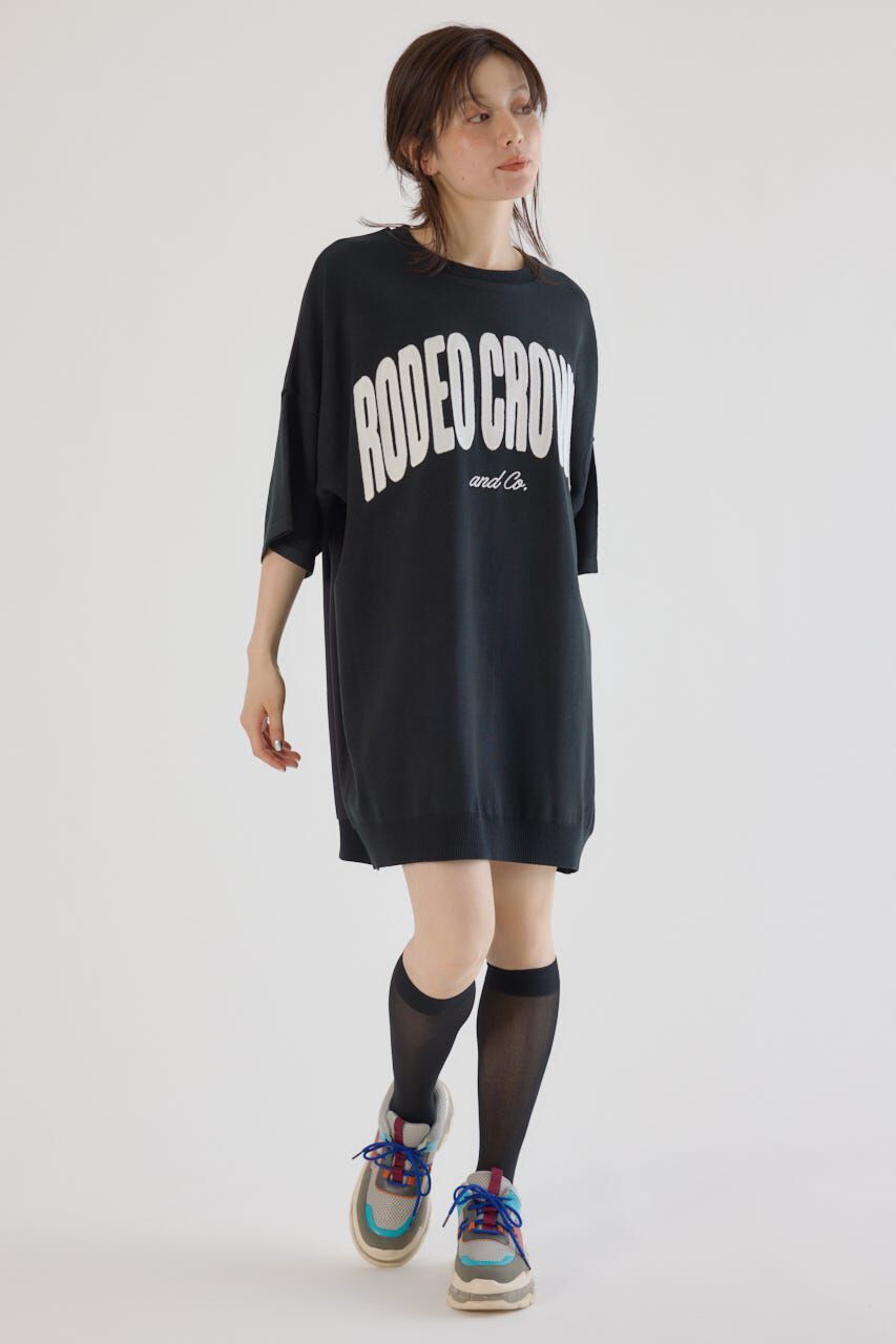 RODEO CROWNS「CURVE LOGOコンビニットワンピース」|ワンピース|BLK