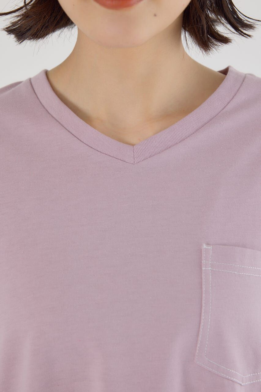 RODEO CROWNS「カラーステッチVネック5分袖Tシャツ」|Tシャツ・カットソー|