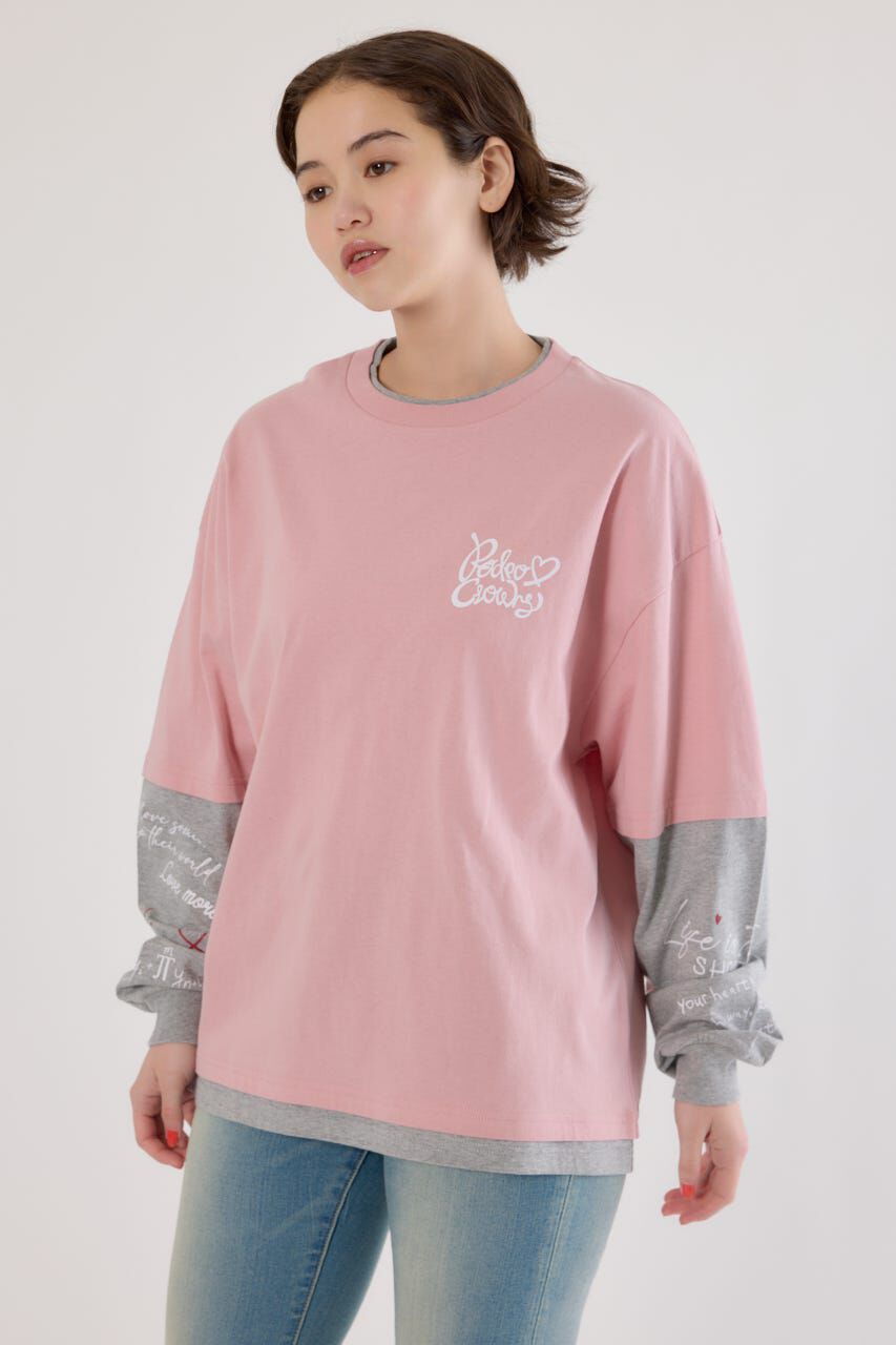 RODEO CROWNS「ハートフェイクレイヤードトップス」|Tシャツ・カットソー|PNK