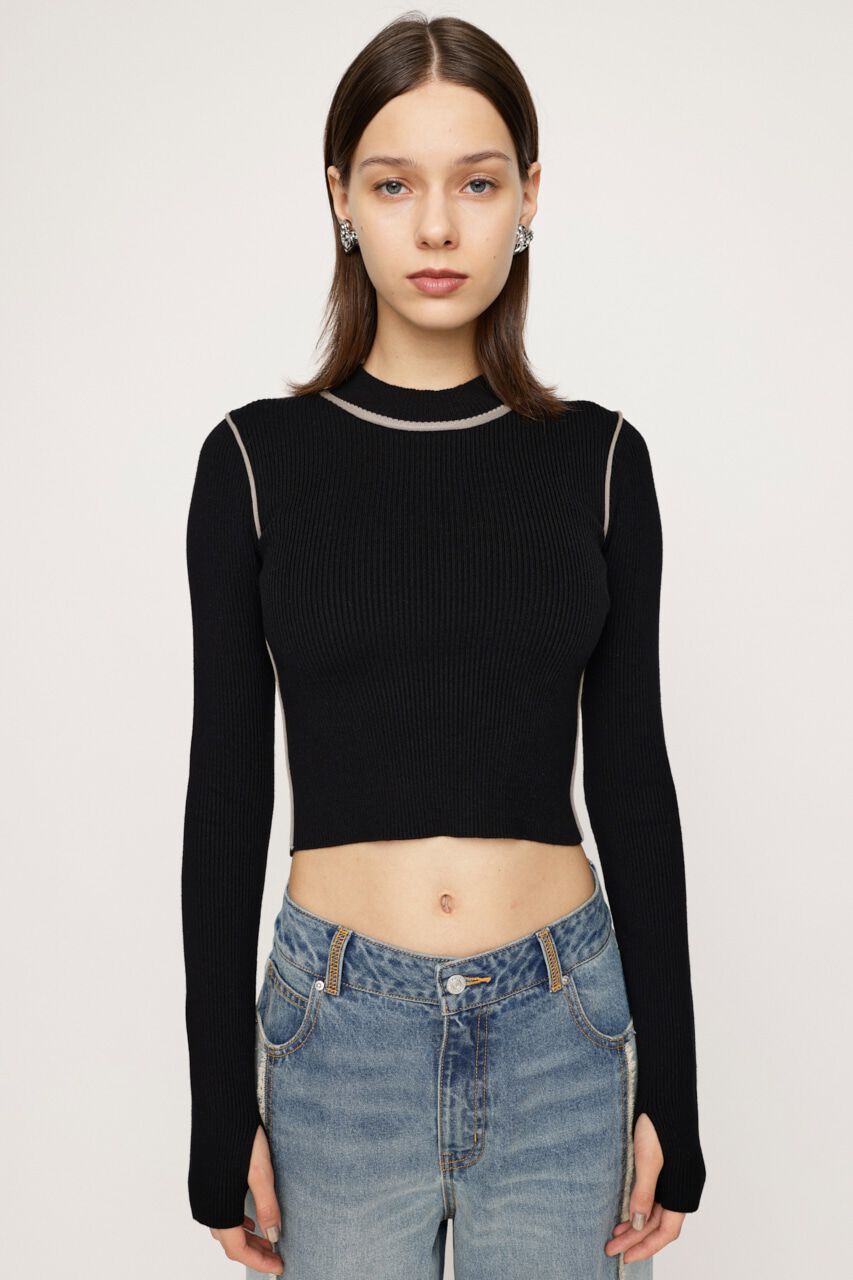 SLY「SEAM COLOR CROP RIB トップス」|ニット・セーター|