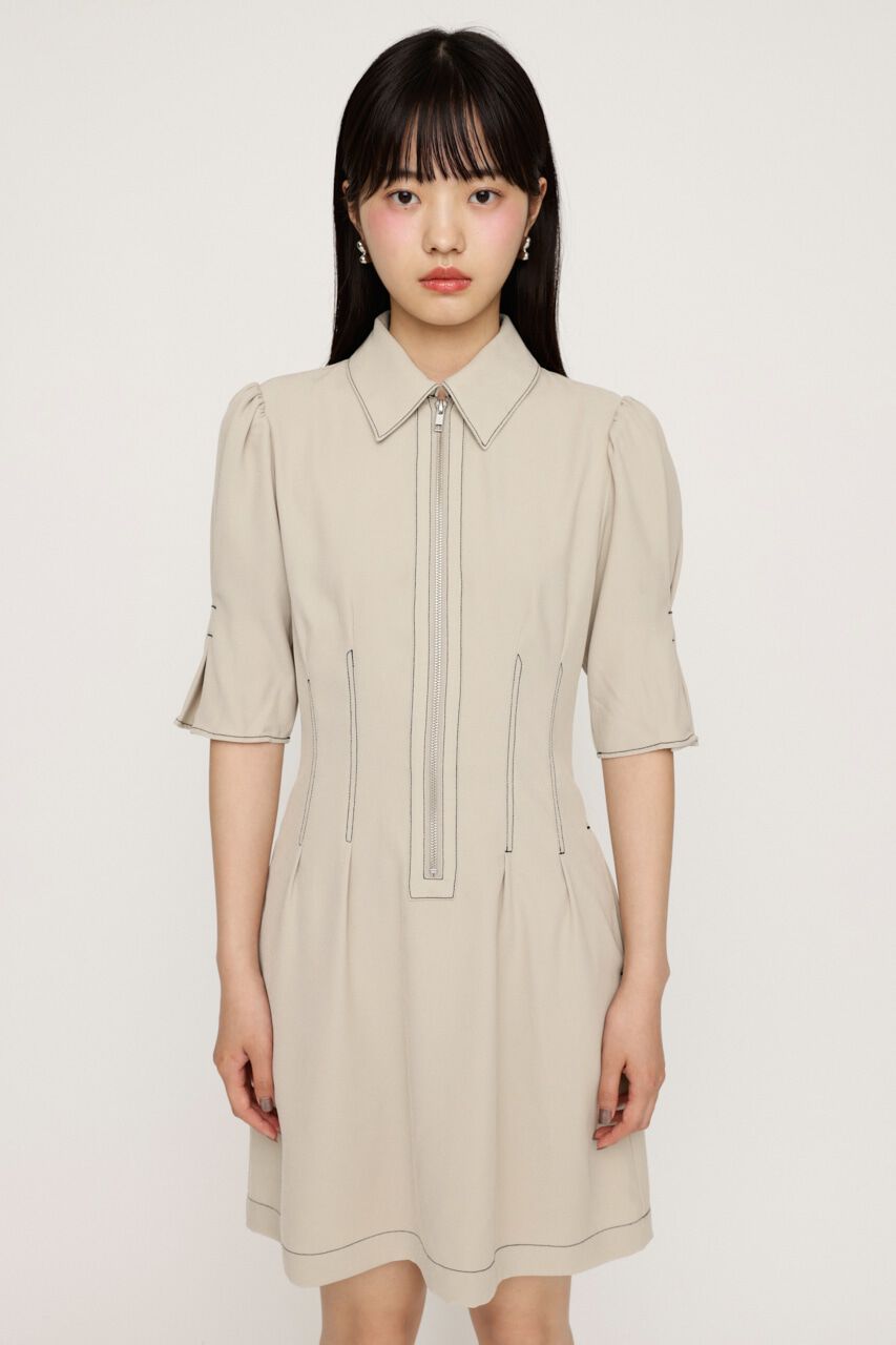 SLY「FRONT ZIP TUCK ショートワンピース」|ワンピース|
