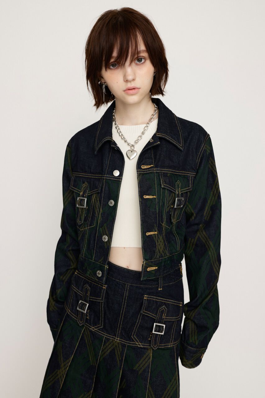 SLY「PRINT CHECK COMPACT DENIM ジャケット」|デニムジャケット|Multi_1