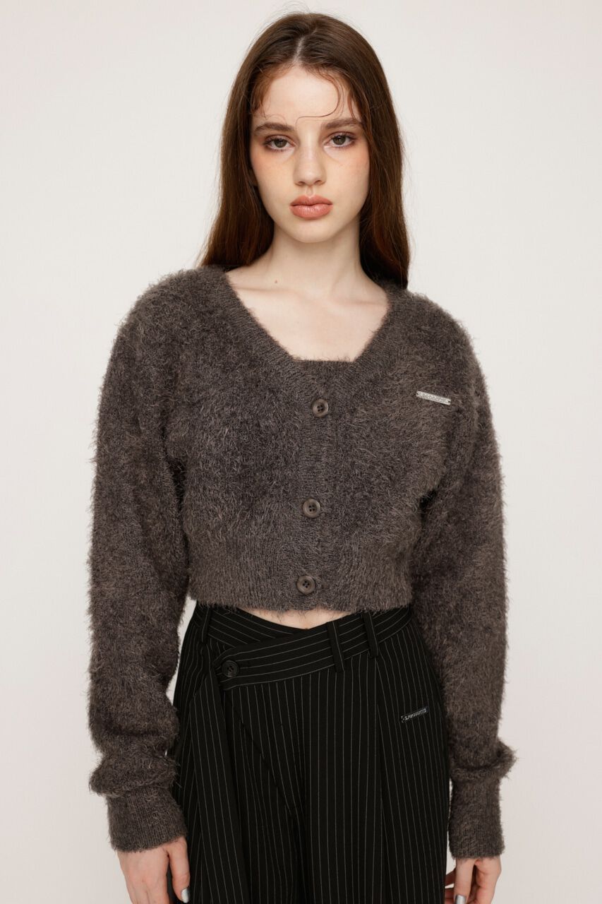 SLY「SHAGGY V／N CROP カーディガン」|カーディガン|GRY