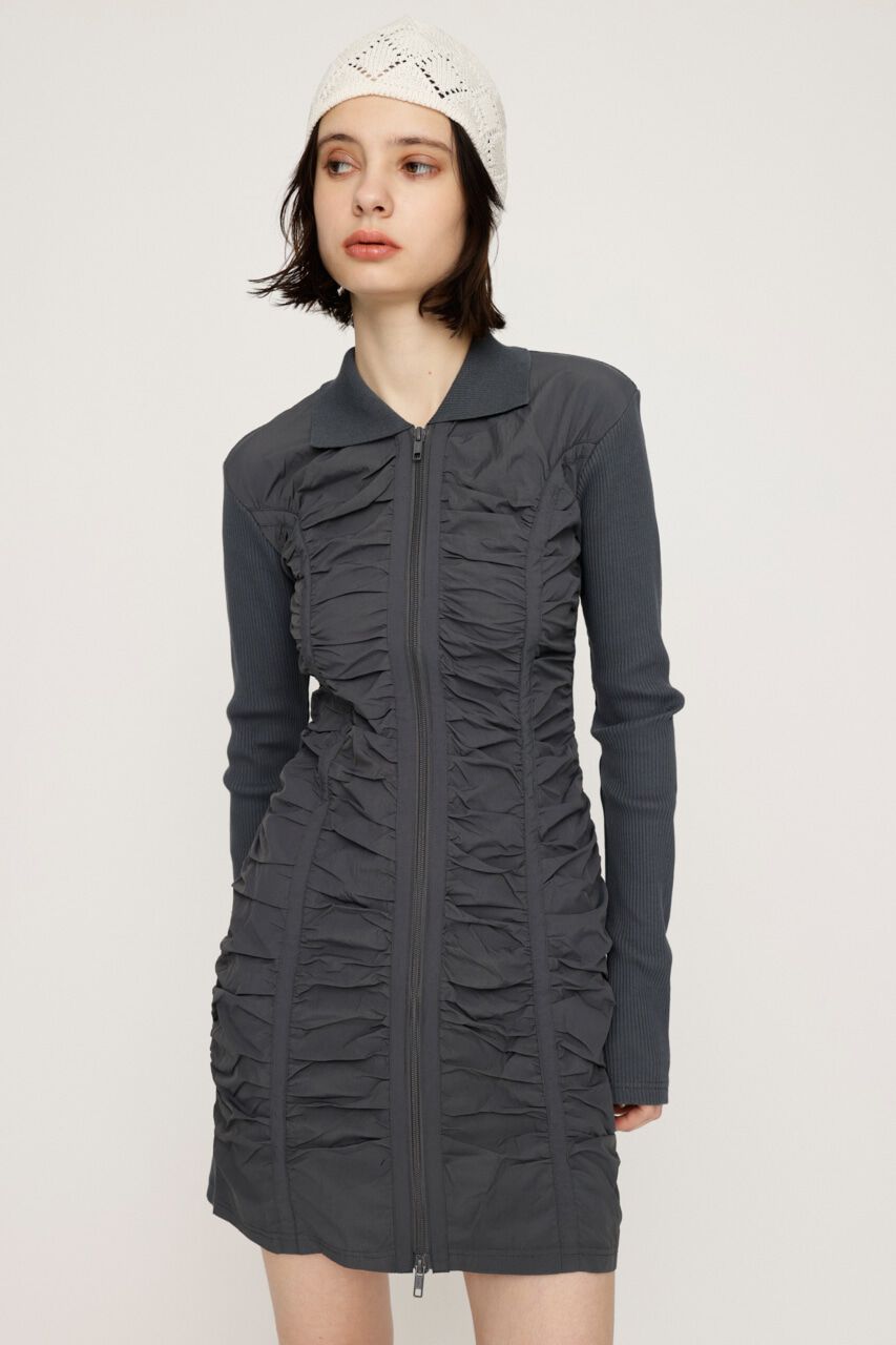SLY「FRONT ZIP GATHER CUT ワンピース」|ワンピース|D/GRY3