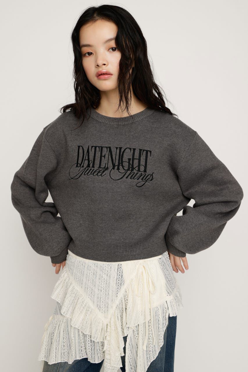 SLY「FRONT LOGO KNIT トップス」|ニット・セーター|T.GRY