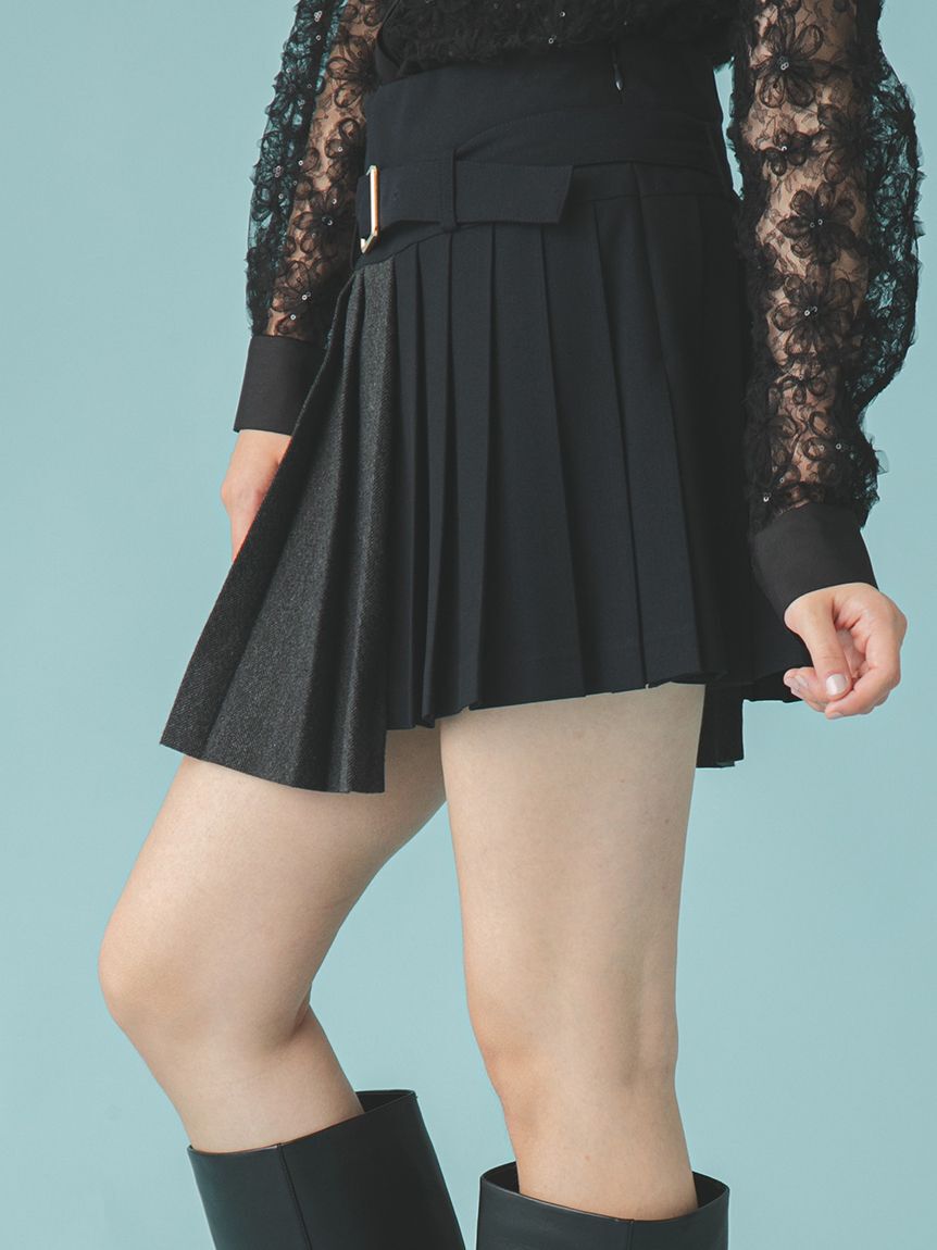 FURFUR「バイカラープリーツミニスカート」|スカート|