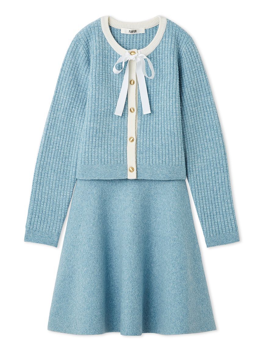 FURFUR「【WEB・一部店舗限定カラー】ボウタイトリムニットセットアップ」|ワンピース|