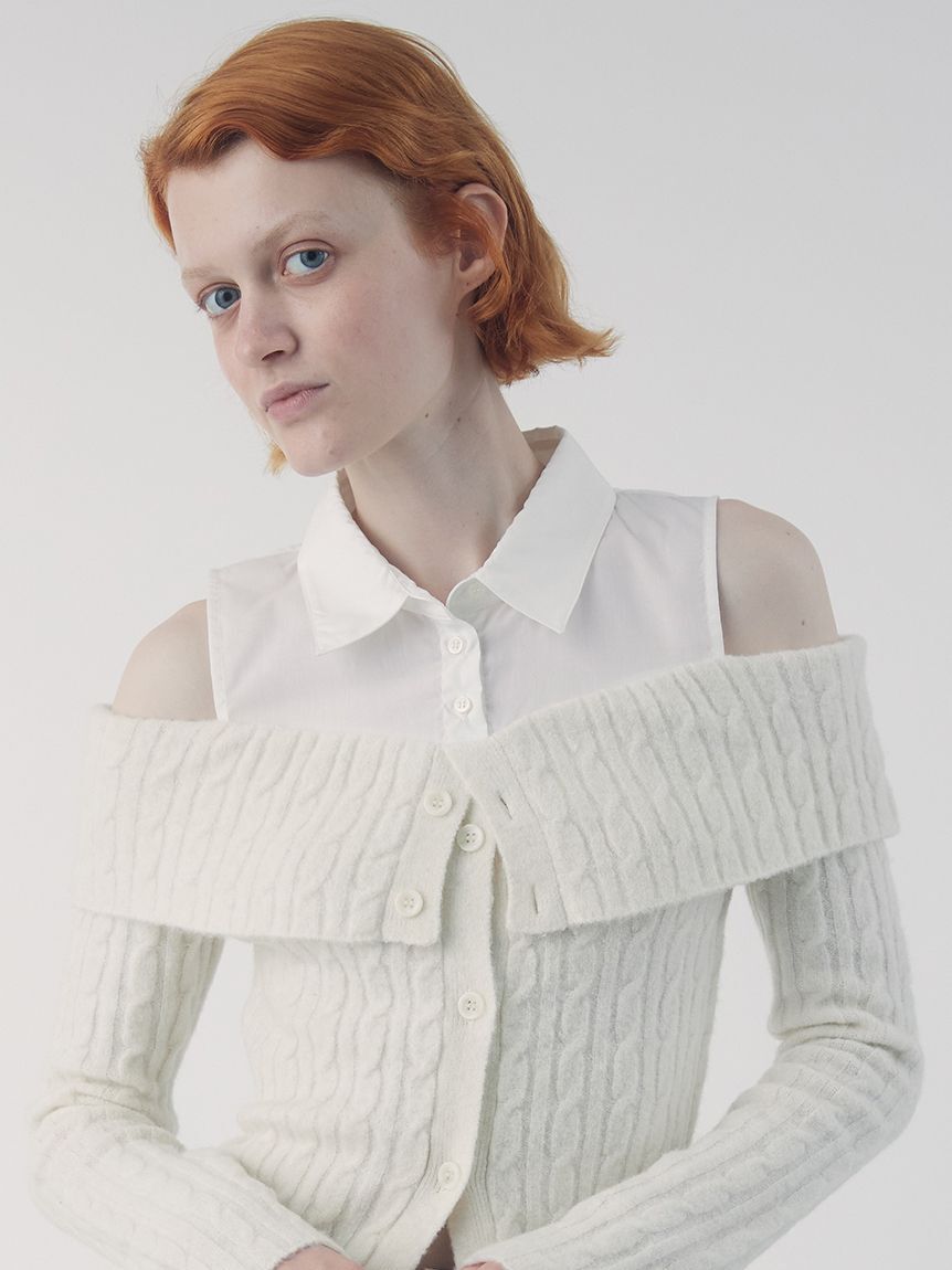 FURFUR「オフショルレイヤードニット」|ニット・セーター|WHT