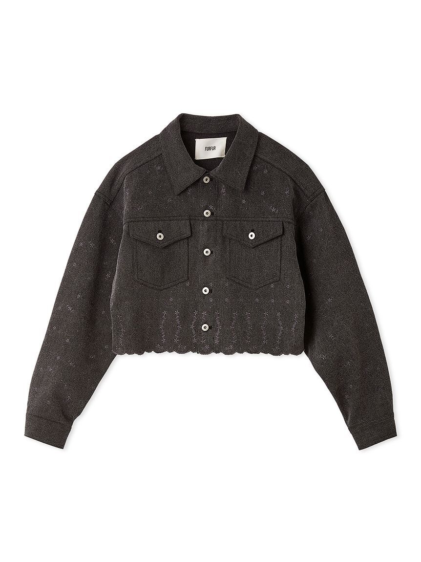 FURFUR「刺繍クロップドシャツジャケット」|デニムジャケット|