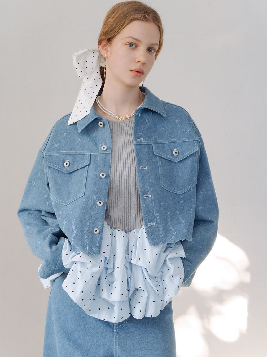 FURFUR「刺繍クロップドシャツジャケット」|デニムジャケット|LBLU