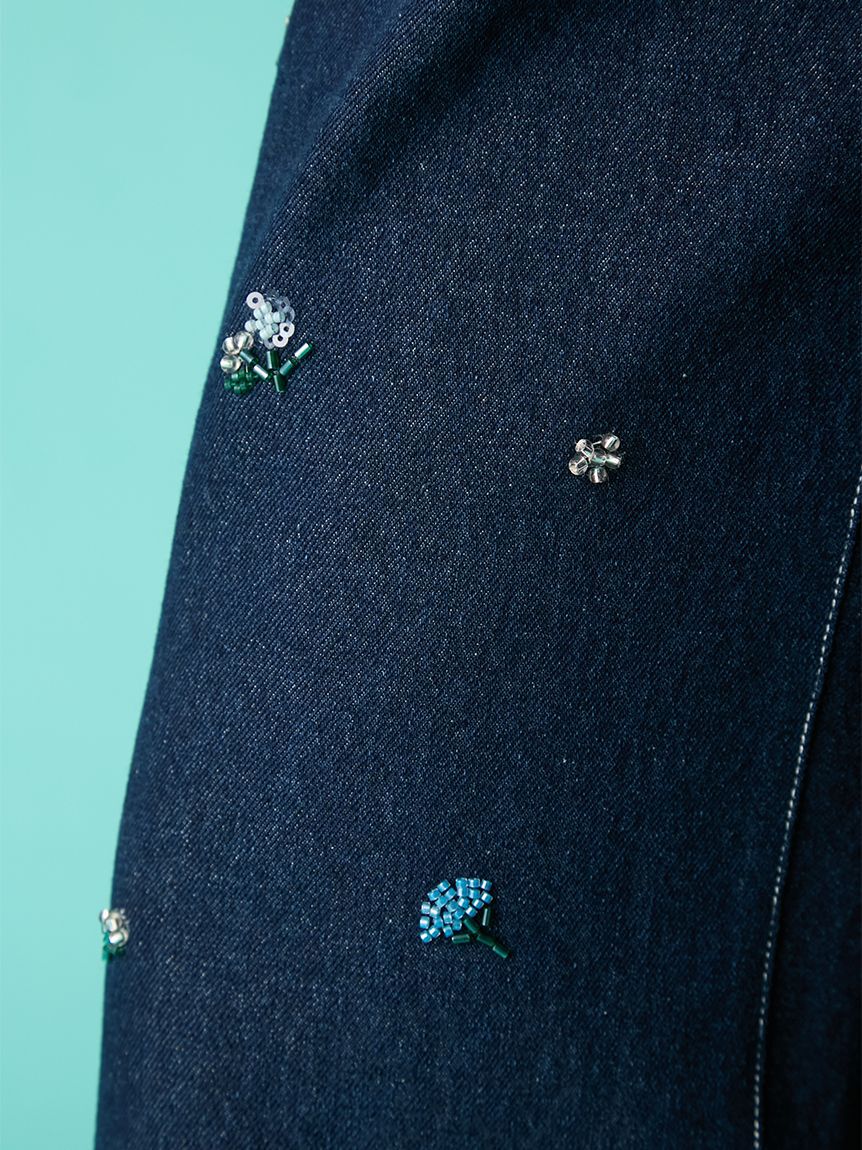 FURFUR「ビーズ刺繍デニムパンツ」|デニム|