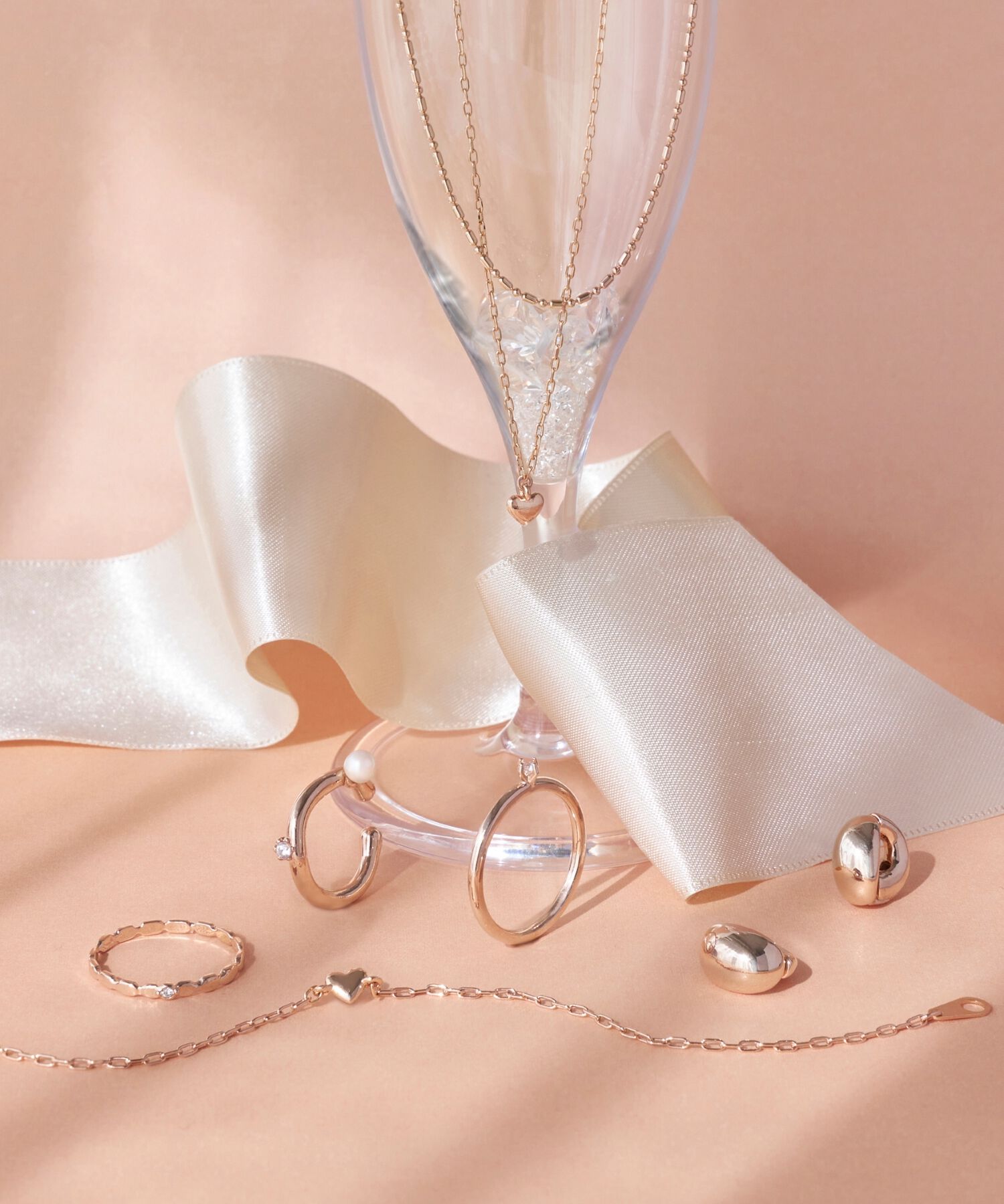 Phoebe「【金属アレルギー対応】2setグレイングリッターリング シャンパンゴールド」|リング|