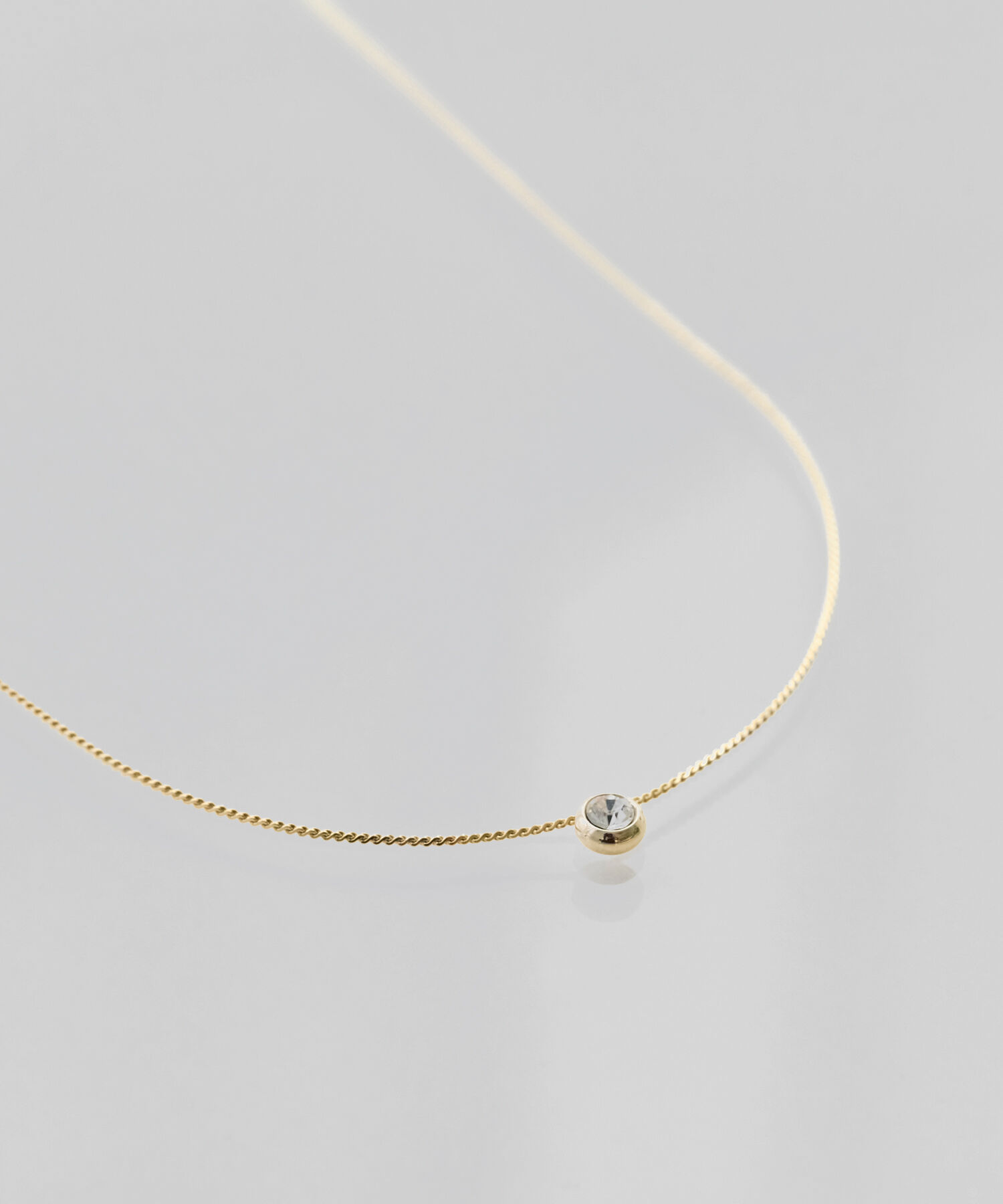 Phoebe「【金属アレルギー対応】シャインベゼルセッティングネックレス　ゴールド」|ネックレス|