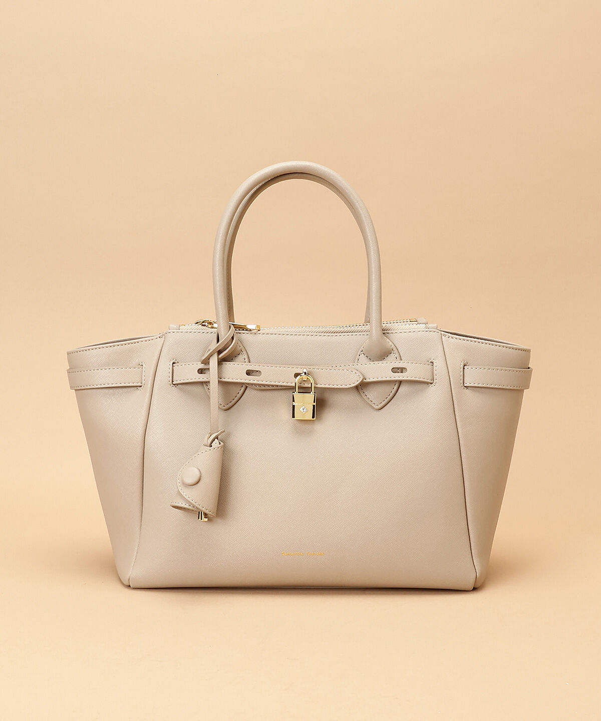 Samantha Thavasa「ベルトデザイン サマンサアゼル 大サイズ」|ハンドバッグ|グレージュ