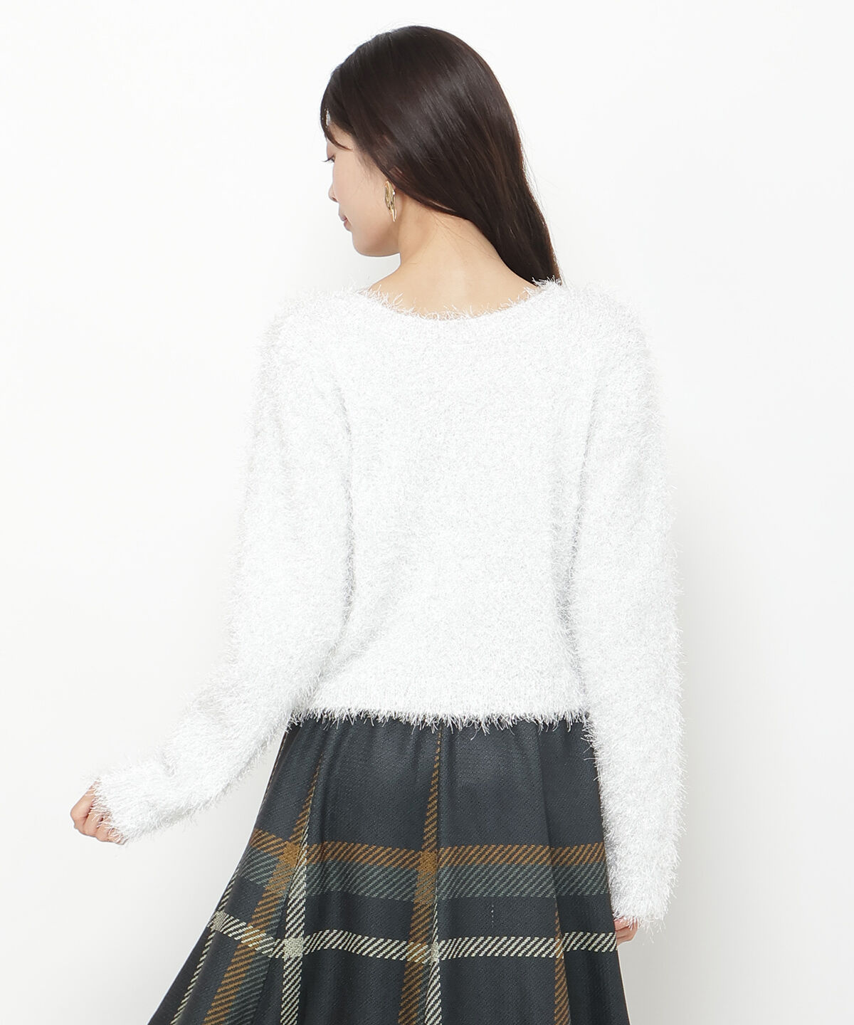 アンドクチュール「ラメフリンジフェザーカーディガン」|カーディガン|