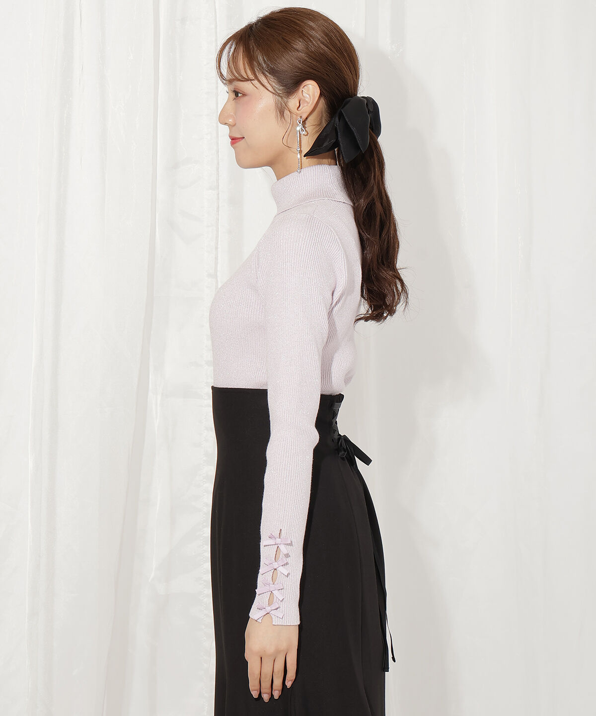WILLSELECTION「袖リボンタートルニット」|ニット・セーター|