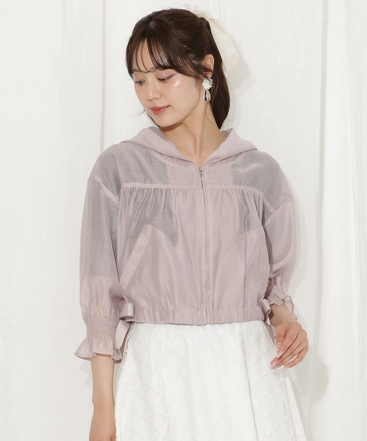 WILLSELECTION「キャンディスリーブシアーパーカー」|ブルゾン・スタジャン|