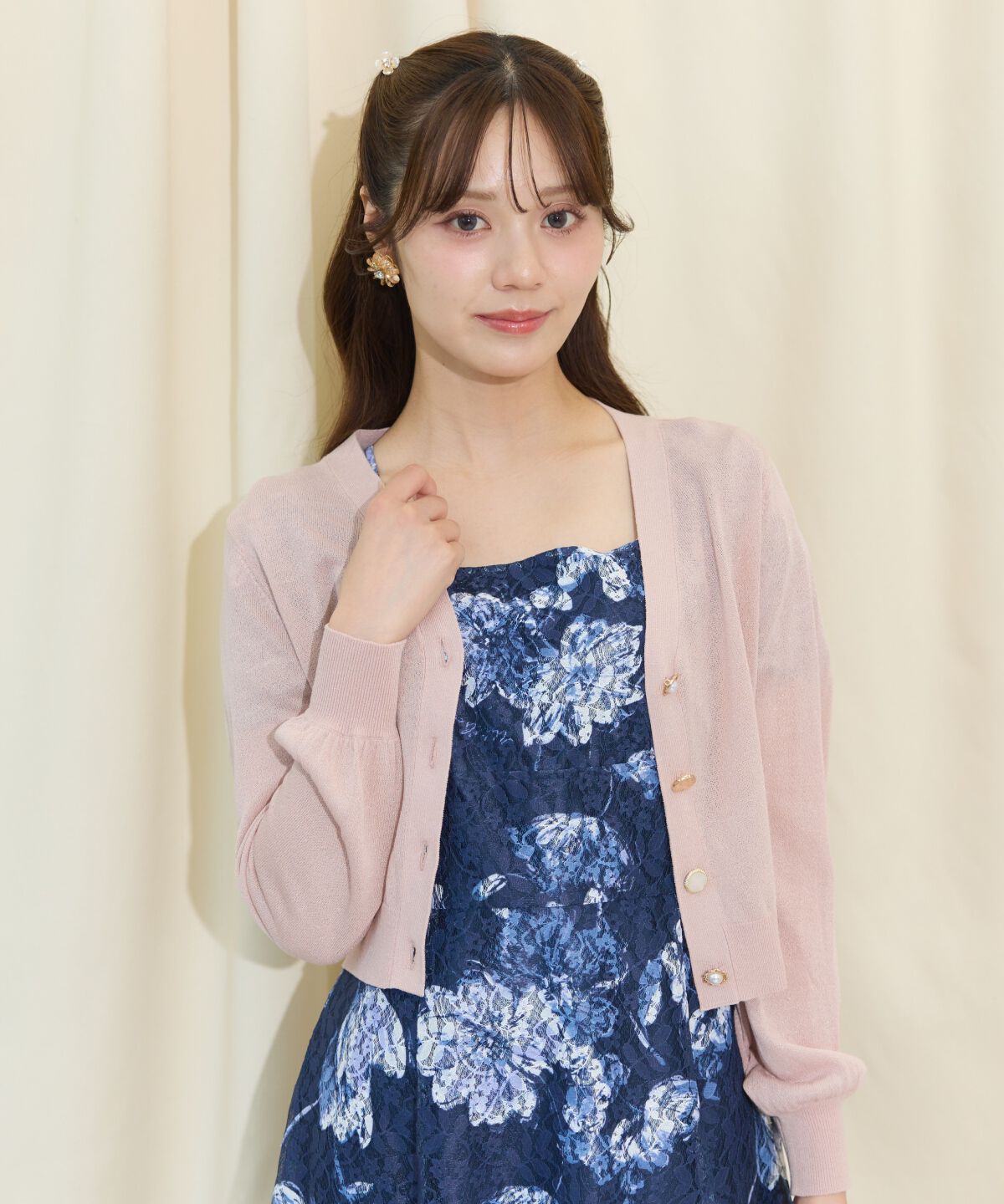 WILLSELECTION「アソートボタンシアーカーディガン」|カーディガン|ピンク