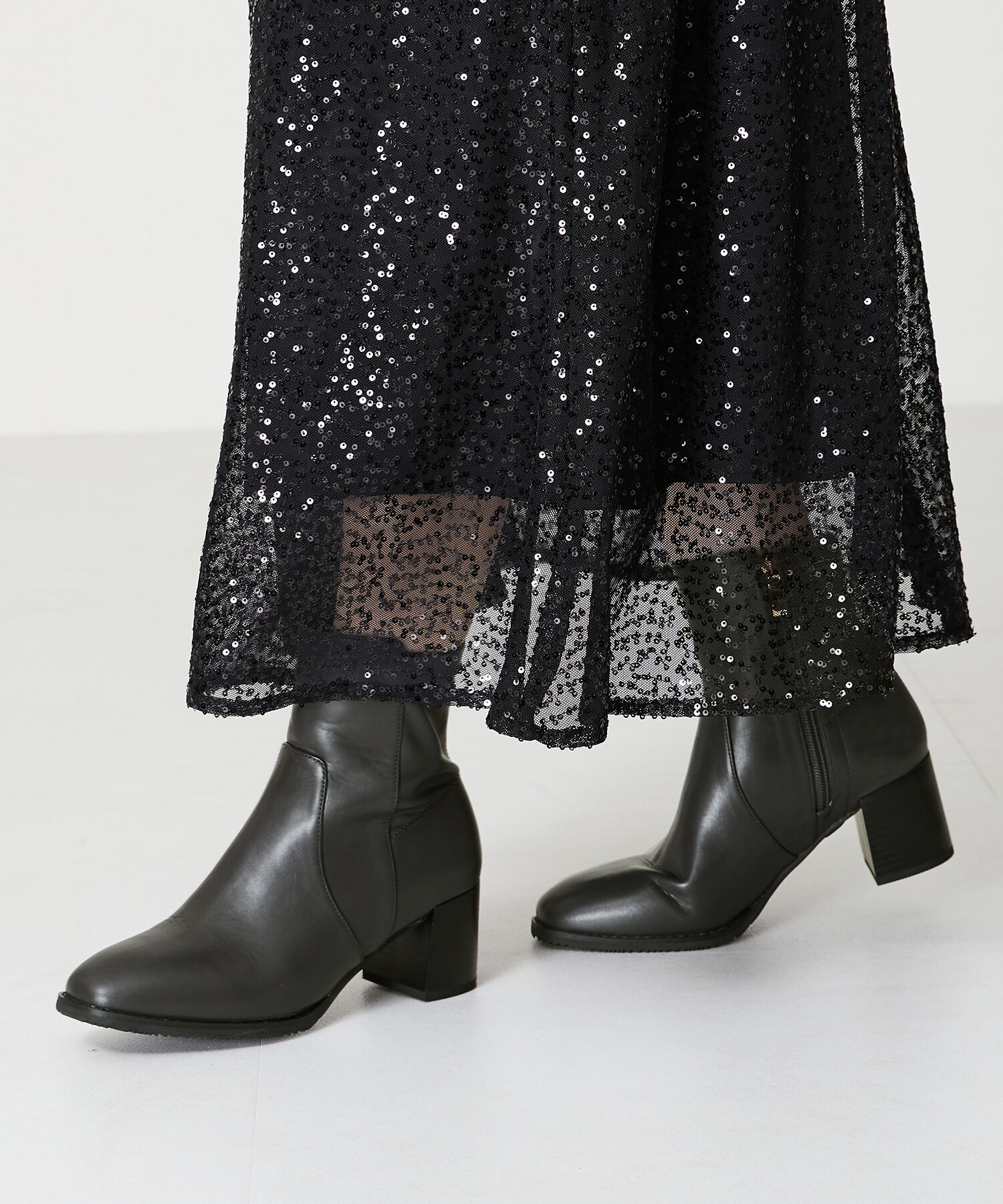 ORiental TRaffic「【 美脚 】 チャンキー ヒール ミドル ブーツ/31408 ヒール6ｃｍ 太ヒール 定番人気」|ショートブーツ|