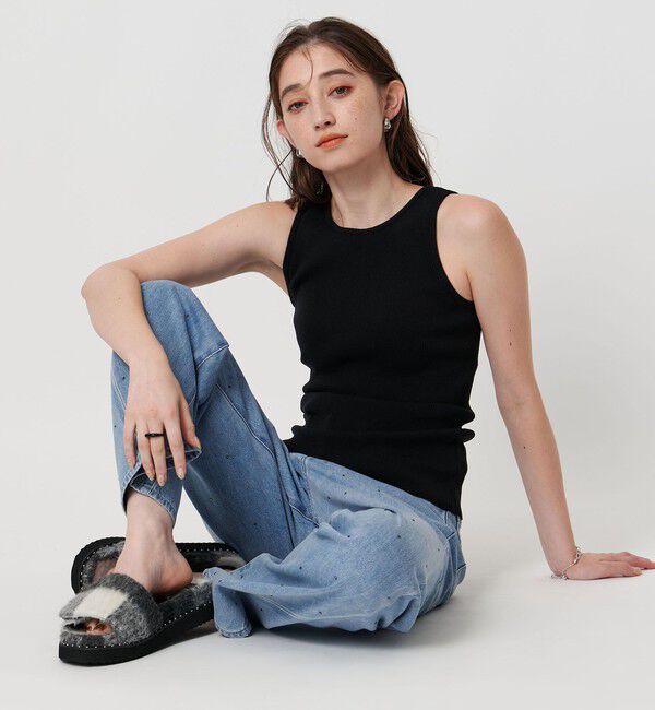 UNITED ARROWS「カップ付き ニットアメリカンスリーブタンクトップ」|タンクトップ|BLACK