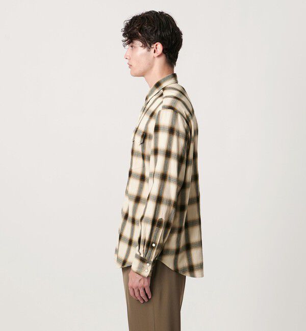UNITED ARROWS「ハイツイスト オンブレーチェック ウエスタンシャツ 「SLOW &　」」|シャツ・ブラウス|