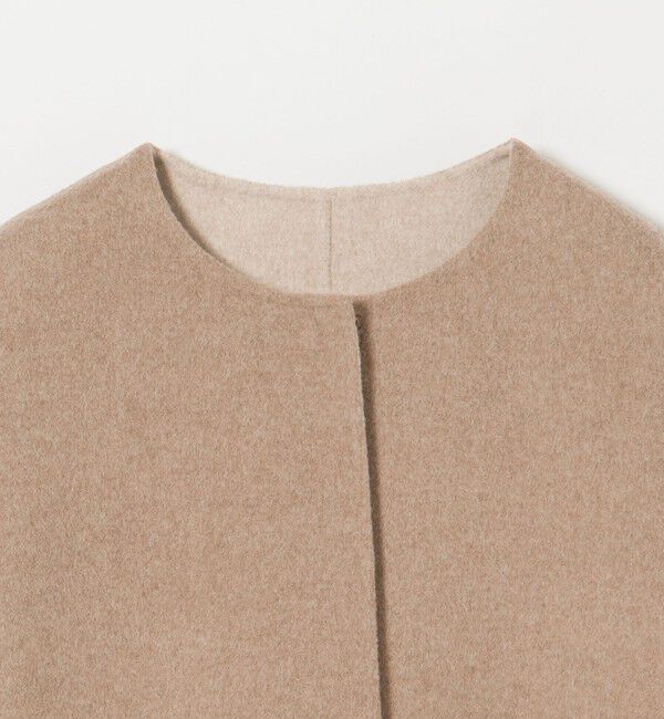 UNITED ARROWS「バイカラー リバー ミドルコート」|ノーカラーコート|