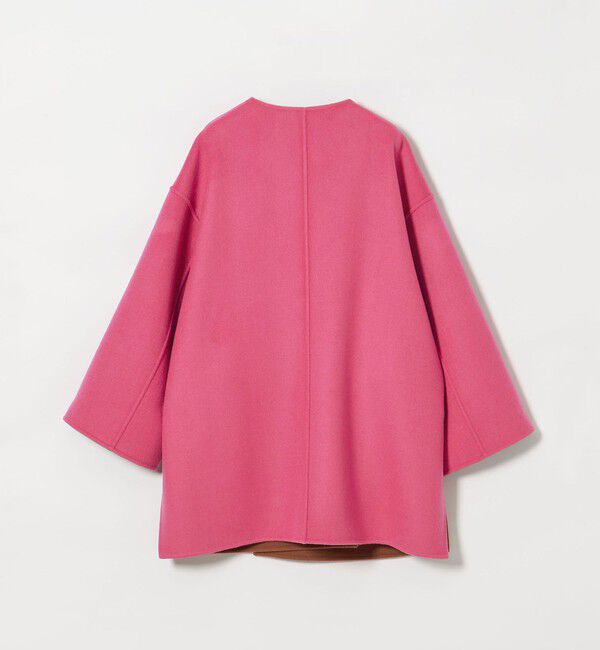 UNITED ARROWS「バイカラー リバー ミドルコート」|ノーカラーコート|