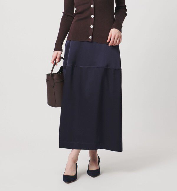 UNITED ARROWS「サテン コクーン スカート ‐ウォッシャブル‐」|スカート|NAVY