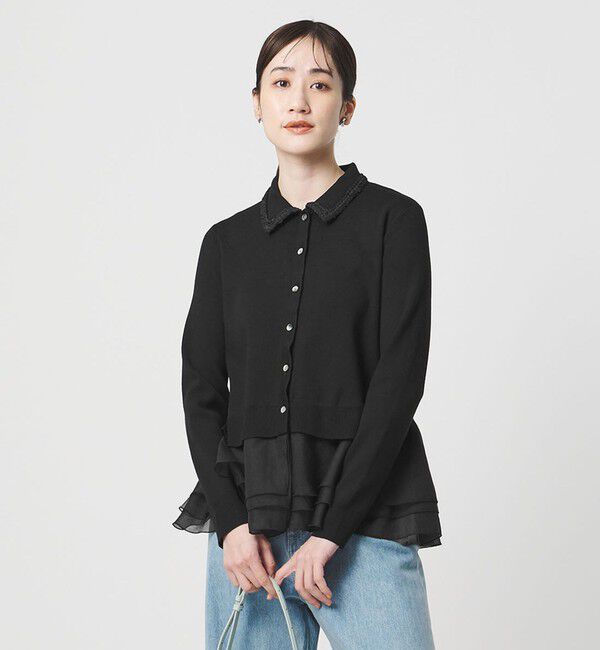 UNITED ARROWS「レディー ポロコンビ  ロングスリーブニット」|カーディガン|