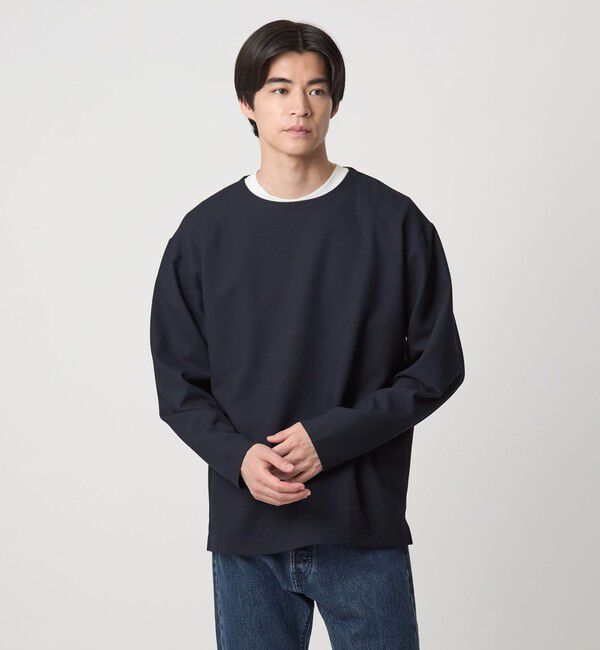 UNITED ARROWS green label relaxing「KIVANC ノーカラー 長袖 Tシャツ -ストレッチ-」|Tシャツ・カットソー|